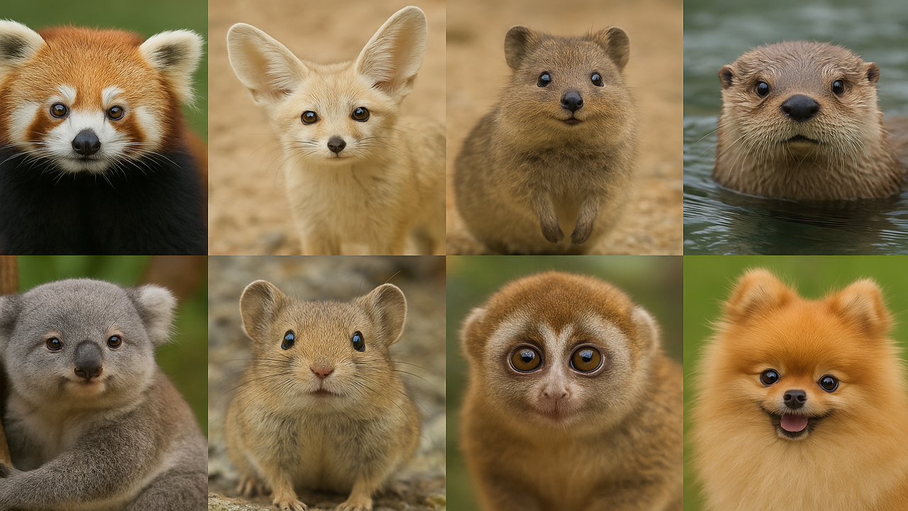 Top 10 Animals with Cute Faces in the World, Cutets Red Panda and Vulpes Zerda